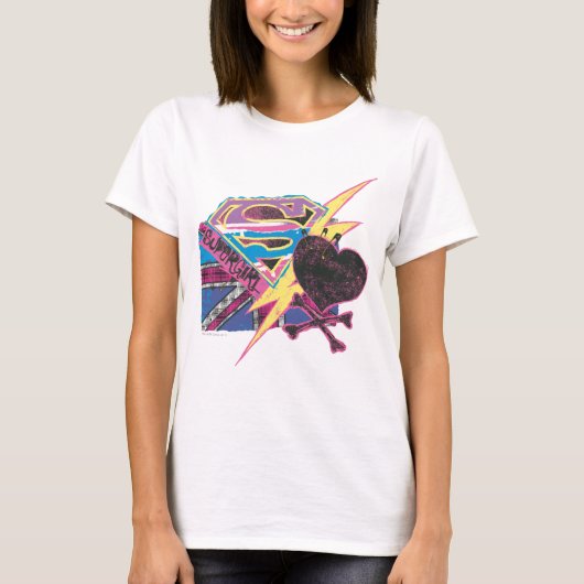 Supergirl Flagge und gekreuzte Knochen T-Shirt (Vorderseite)