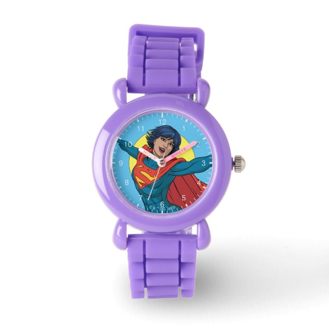 Supergirl Fliegen in Blue Anzug Armbanduhr (Vorderseite)