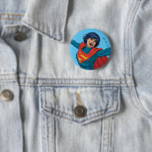 Supergirl Fliegen in Blue Anzug Button (Beispiel)