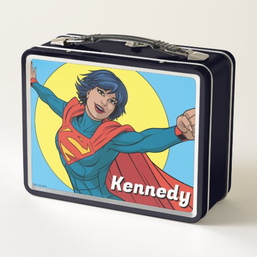 Supergirl Fliegen in Blue Anzug Metall Brotdose (Rückseite)