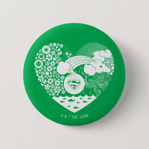 Supergirl Floral Peace Heart Graphic Button