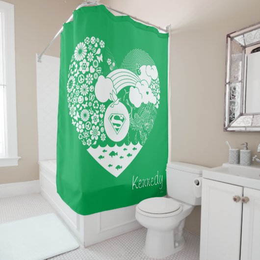 Supergirl Floral Peace Heart Graphic Duschvorhang (Beispiel)