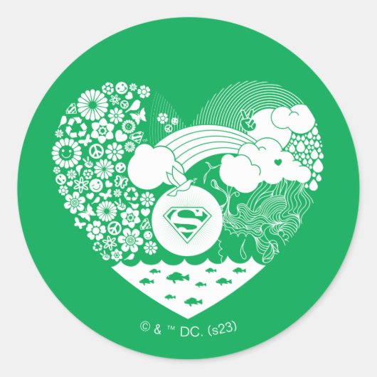 Supergirl Floral Peace Heart Graphic Runder Aufkleber (Vorderseite)