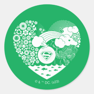 Supergirl Floral Peace Heart Graphic Runder Aufkleber