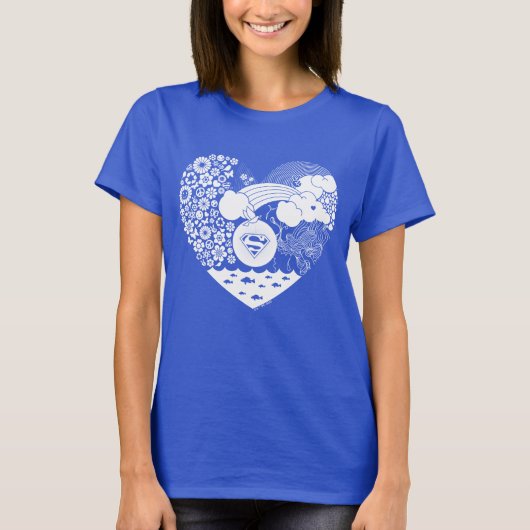 Supergirl Floral Peace Heart Graphic T-Shirt (Vorderseite)
