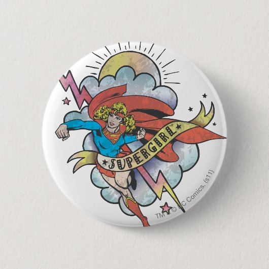 Supergirl Flying Lightning Tattoo Button (Vorderseite)