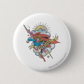 Supergirl Flying Lightning Tattoo Button (Vorderseite)
