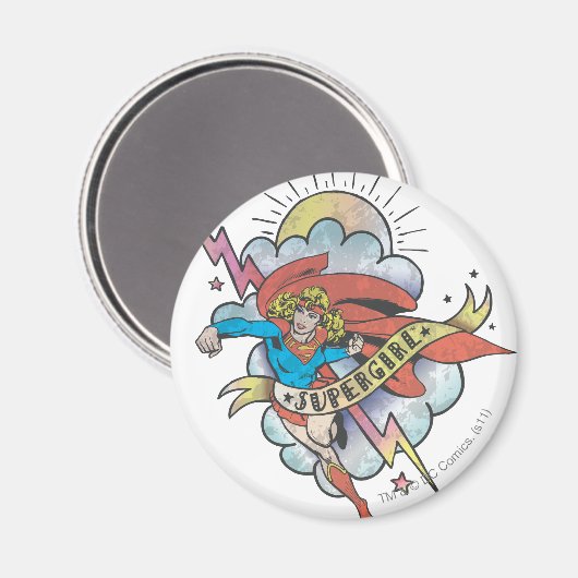 Supergirl Flying Lightning Tattoo Magnet (Vorderseite/Rückseite)