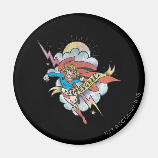Supergirl Flying Lightning Tattoo Magnet (Vorne)