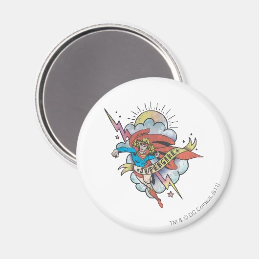 Supergirl Flying Lightning Tattoo Magnet (Vorderseite/Rückseite)