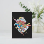 Supergirl Flying Lightning Tattoo Postkarte (Stehend Vorderseite)