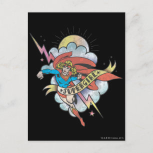 Supergirl Flying Lightning Tattoo Postkarte