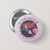 Supergirl Flying Up Illustration Button (Vorne & Hinten)
