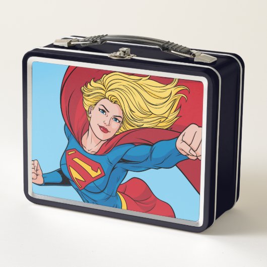 Supergirl Flying Up Illustration Metall Brotdose (Vorderseite)