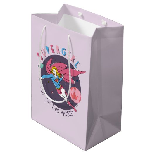 Supergirl Flying Up Illustration Mittlere Geschenktüte (Rückseite Schrägansicht)