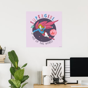 Supergirl Flying Up Illustration Poster