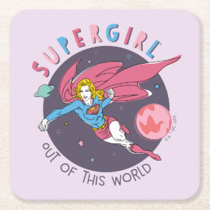Supergirl Flying Up Illustration Rechteckiger Pappuntersetzer