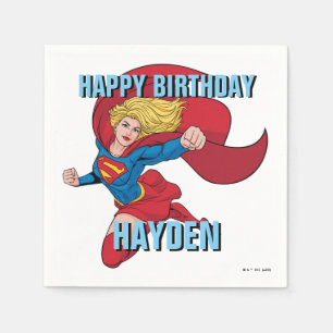 Supergirl Flying Up Illustration Serviette