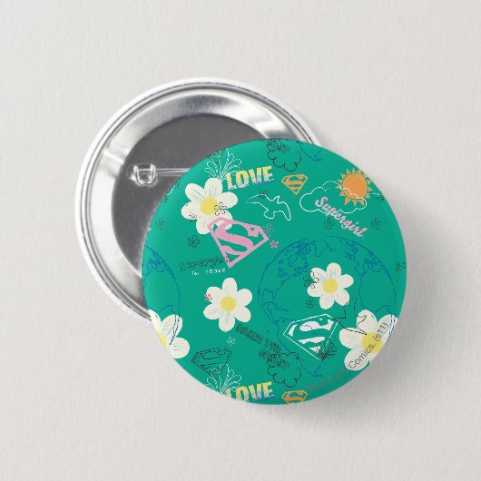Supergirl für Peace Pattern Button (Vorne & Hinten)