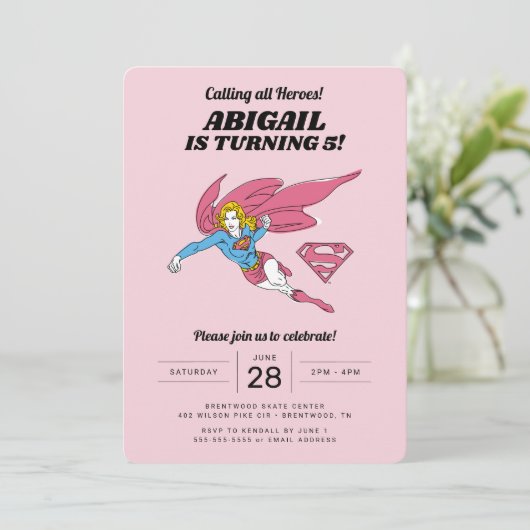 Supergirl Girls Einladung (Stehend Vorderseite)