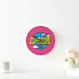 Supergirl Global Pop Grafik Runde Wanduhr