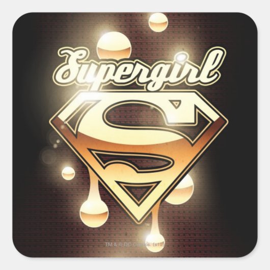 Supergirl Gold Tropfen Quadratischer Aufkleber (Vorderseite)
