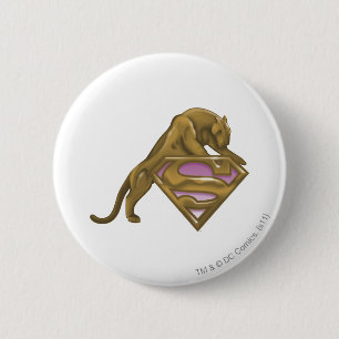 Supergirl Golden Cat Button