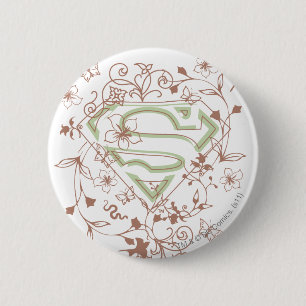 Supergirl Green Floral Logo Button