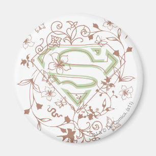 Supergirl Green Floral Logo Magnet