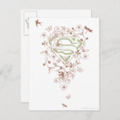 Supergirl Green Floral Logo Postkarte (Vorne/Hinten)