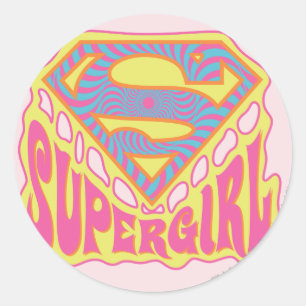 Supergirl Groovy Logo Runder Aufkleber