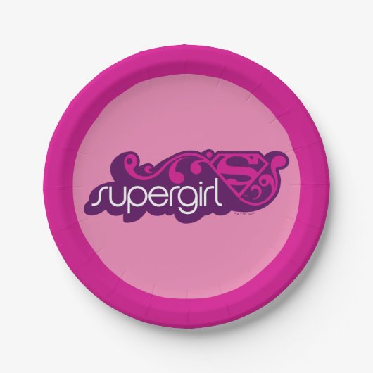 Supergirl Groovy Name und S-Shield Pappteller (Vorderseite)