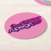 Supergirl Groovy Name und S-Shield Runder Pappuntersetzer (Angewinkelt)