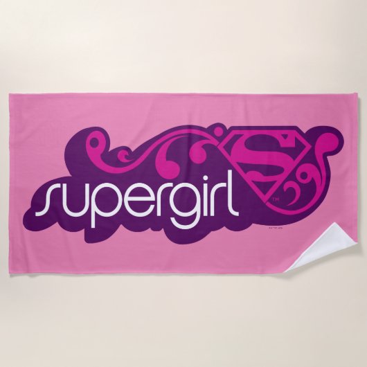 Supergirl Groovy Name und S-Shield Strandtuch (Vorderseite)