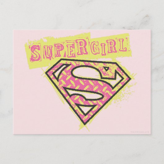 Supergirl Grunge Logo Pink Postkarte (Vorderseite)