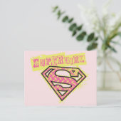 Supergirl Grunge Logo Pink Postkarte (Stehend Vorderseite)