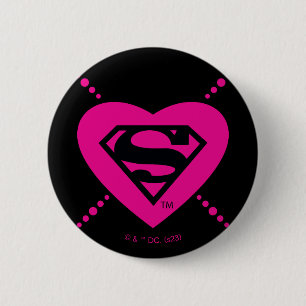 Supergirl Hearts Diagonal Pattern Button