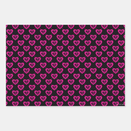 Supergirl Hearts Diagonal Pattern Geschenkpapier Set (Vorderseite 3)