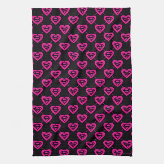 Supergirl Hearts Diagonal Pattern Geschirrtuch (Vertikal)