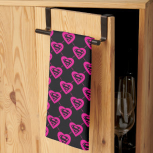 Supergirl Hearts Diagonal Pattern Geschirrtuch