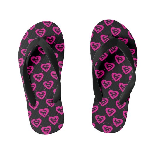 Supergirl Hearts Diagonal Pattern Kinderbadesandalen (Fußbett)
