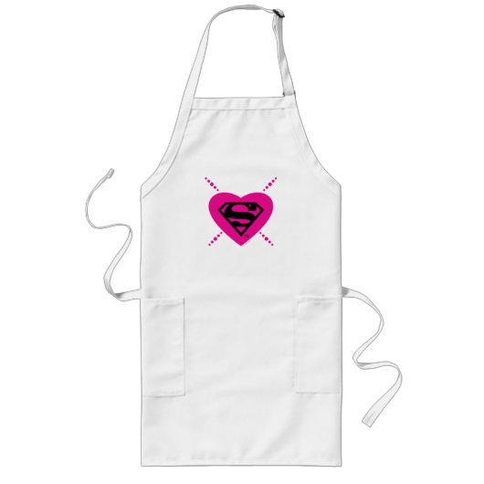 Supergirl Hearts Diagonal Pattern Lange Schürze (Vorne)