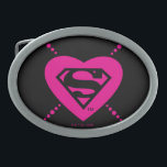 Supergirl Hearts Diagonal Pattern Ovale Gürtelschnalle<br><div class="desc">Check out this fun diagonal hearts pattern featuring the Supergirl logo!</div>