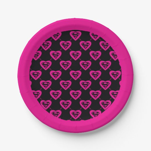 Supergirl Hearts Diagonal Pattern Pappteller (Vorderseite)