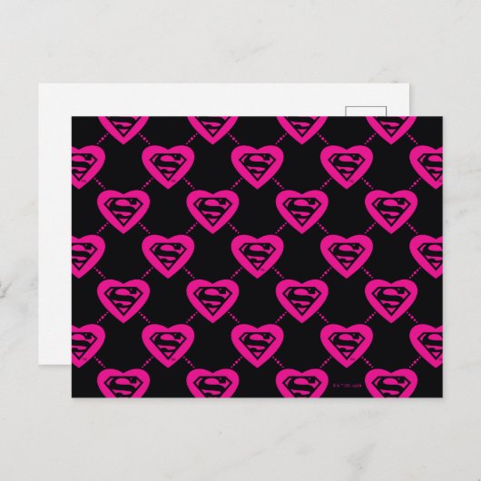 Supergirl Hearts Diagonal Pattern Postkarte (Vorne/Hinten)