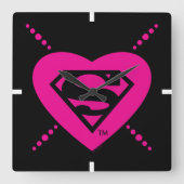 Supergirl Hearts Diagonal Pattern Quadratische Wanduhr (Vorderseite)