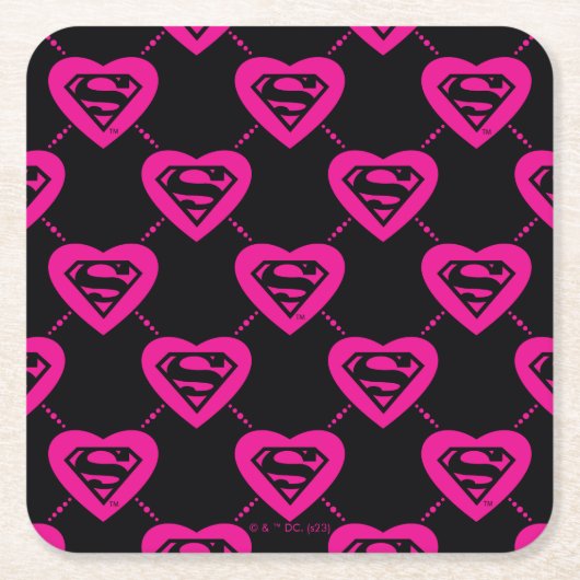Supergirl Hearts Diagonal Pattern Rechteckiger Pappuntersetzer (Vorderseite)