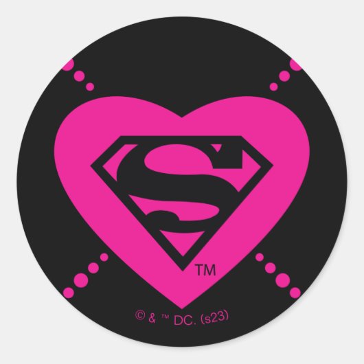 Supergirl Hearts Diagonal Pattern Runder Aufkleber (Vorderseite)