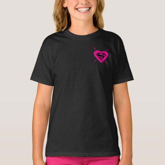 Supergirl Hearts Diagonal Pattern T-Shirt (Vorderseite)