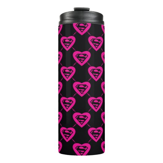 Supergirl Hearts Diagonal Pattern Thermosbecher (Vorderseite)
